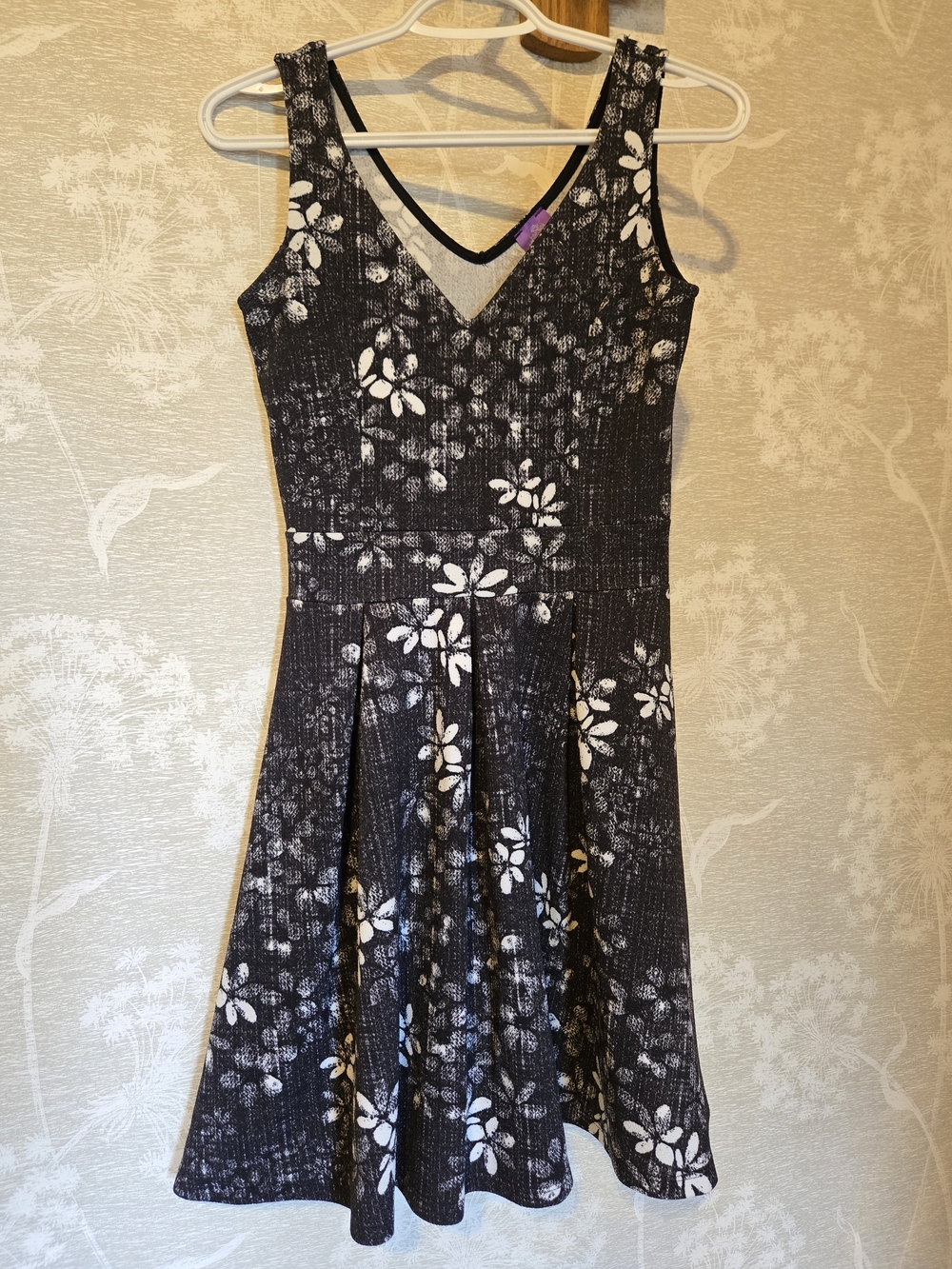Jolie Black Dress with White Floral Print